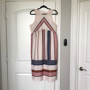 Thick striped midi sleeveless dress